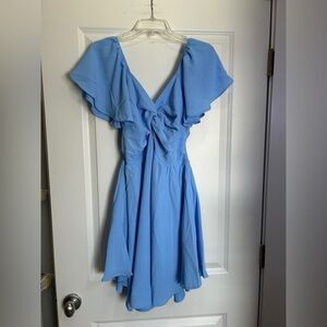 Elegant Blue Ruffle Dress